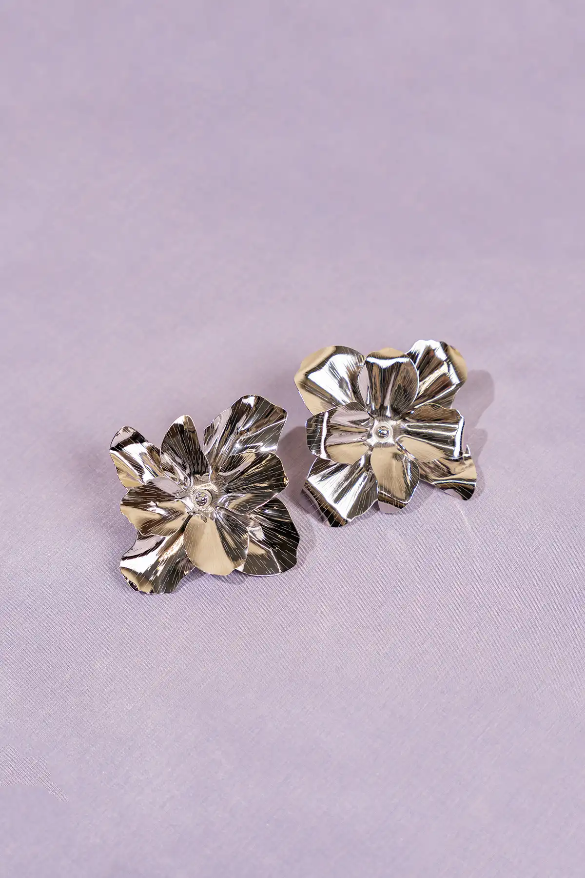 Zilveren Oorbellen Senna Flower XL Brass