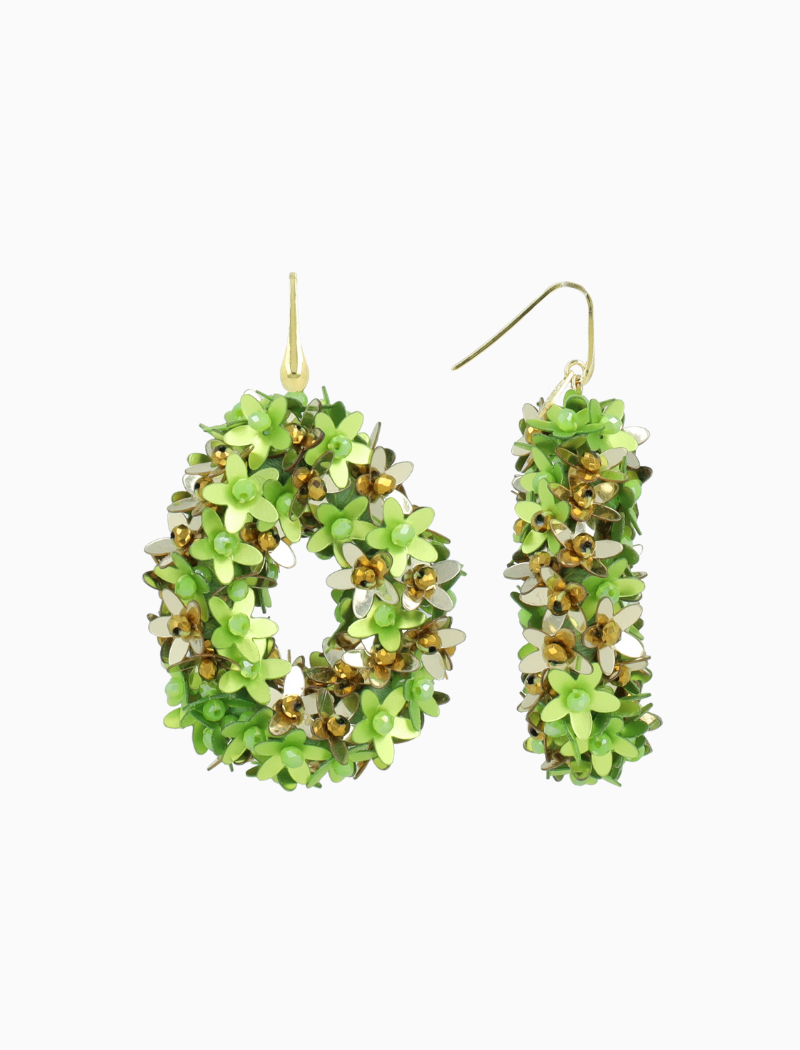 Groen  Oorbellen Amal Flower Drop L