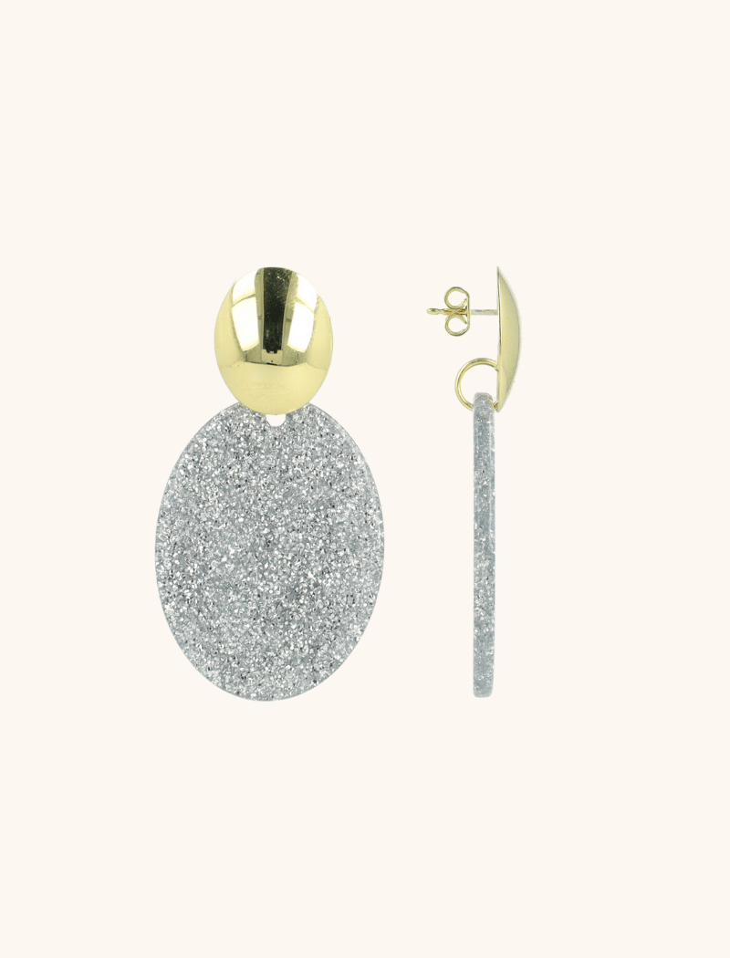 Zilveren Glitter Oorbellen Celia Ovaal Slott-theme.productDescriptionPage.SEO.byTheBrand