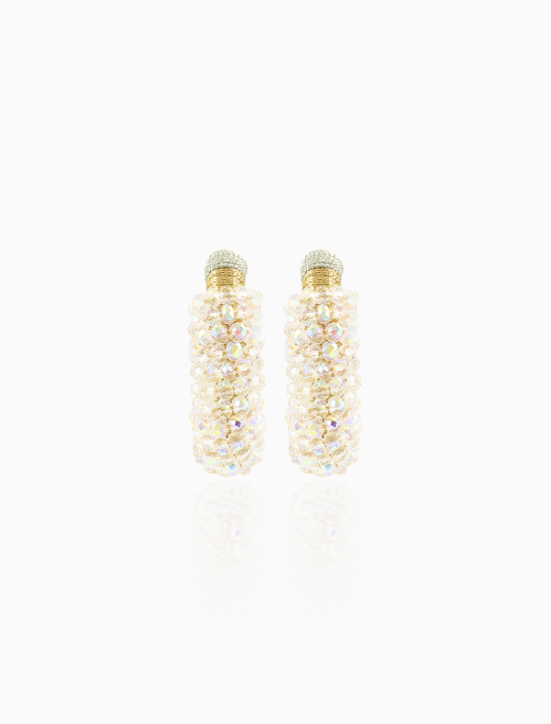Golden Colored Holo Earrings Luna Creole Combi Oval M