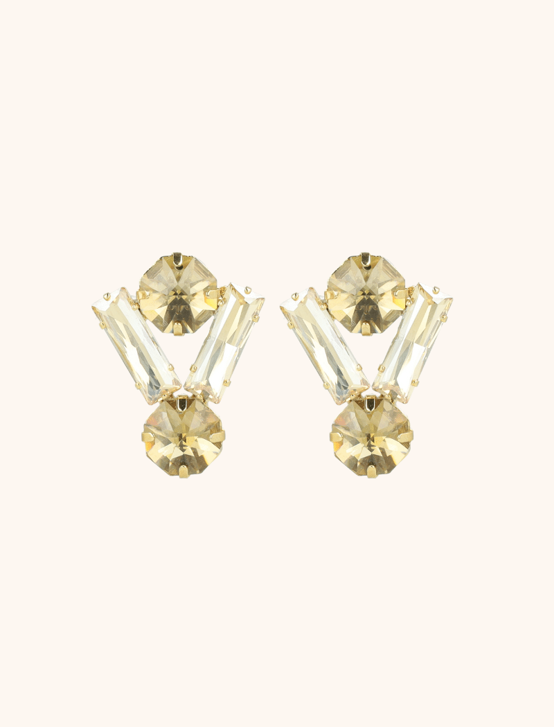 Jule Earrings Octagon Double Baguette Silver Earrings