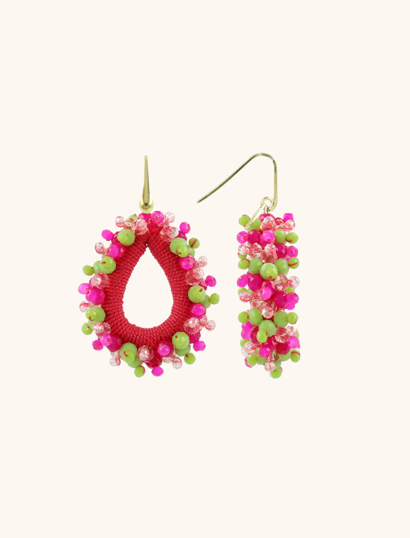 Fuchsia Lime Oorbellen Carina Urchin Druppel M