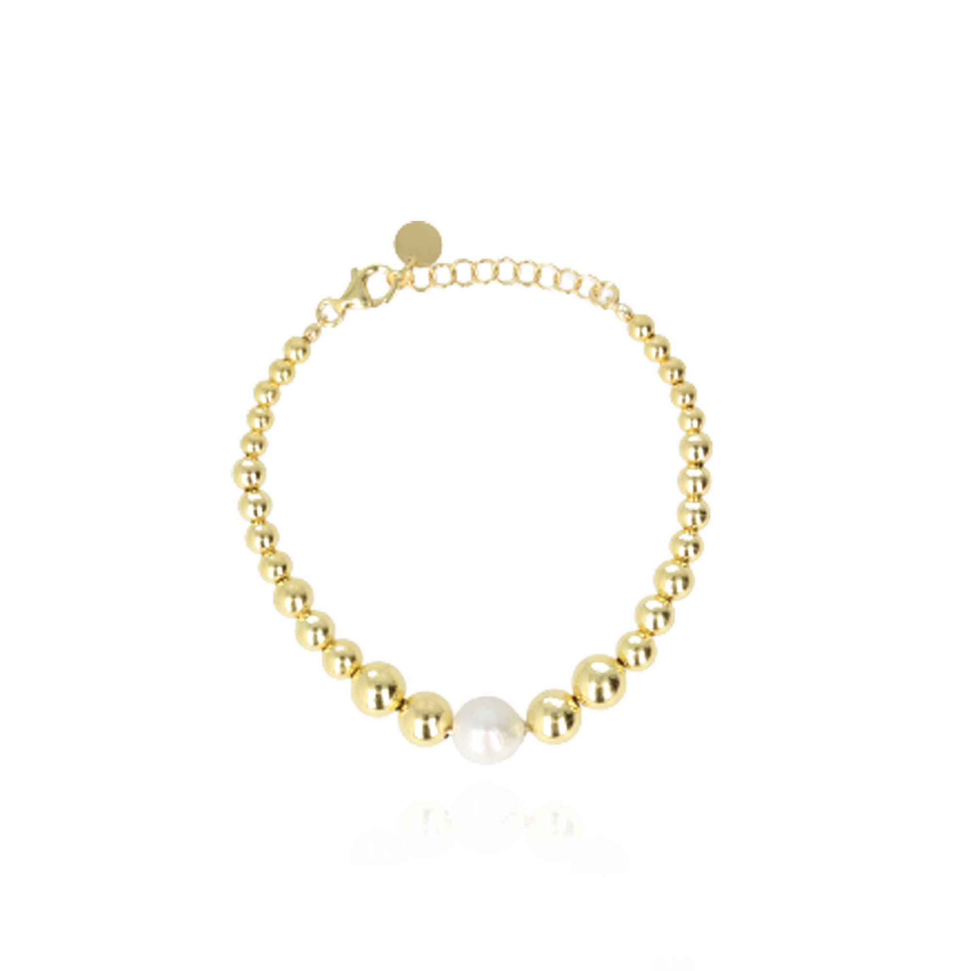 Gold colored bracelet with a cannonball with pearl Seane