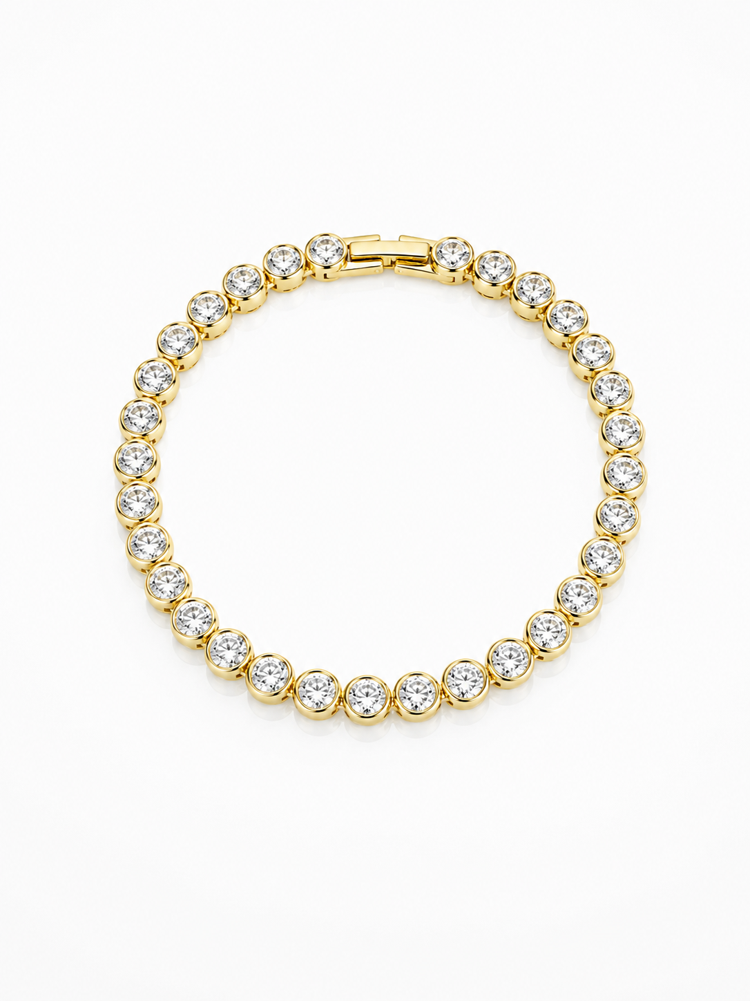 Gold Colored Bracelet Framed Round Crystals