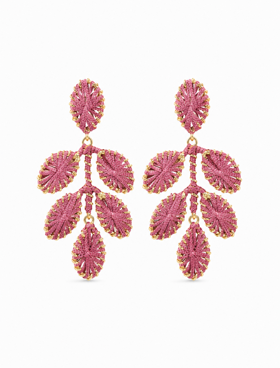 Dark Fuchsia Earrings Beatrice Flower Leafs M