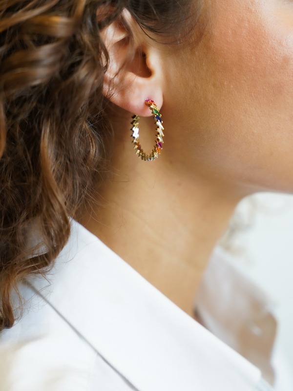 Classic earrings Creole Rainbow M