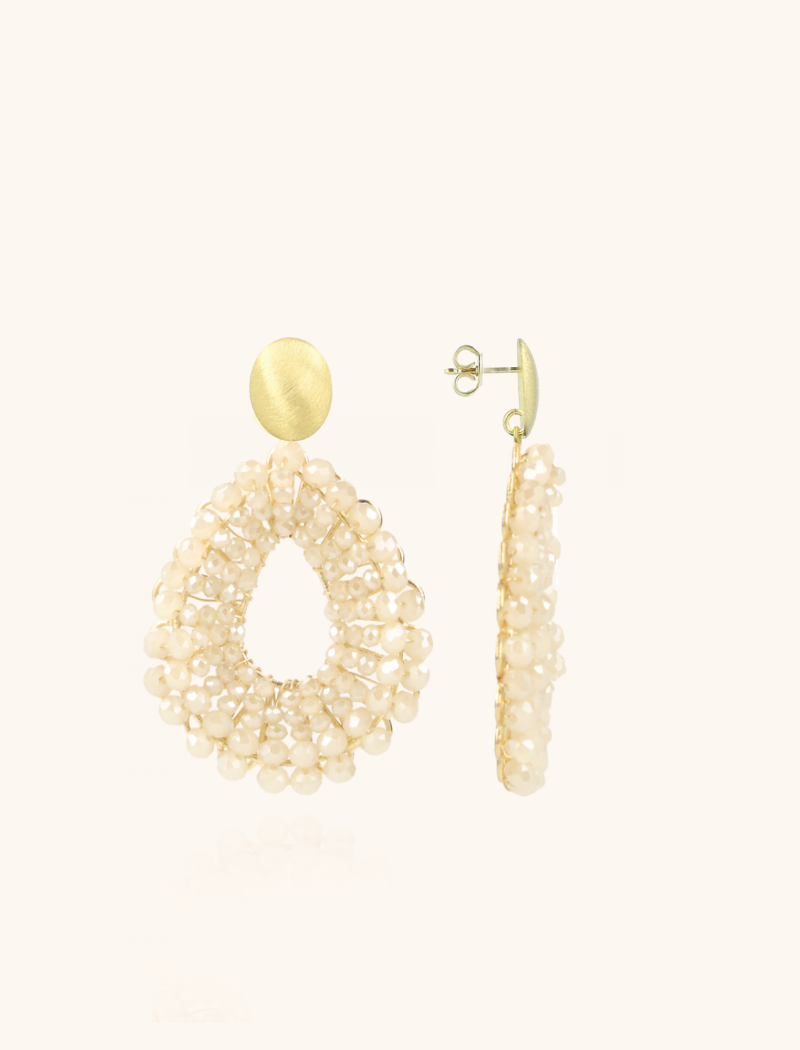 Beige Oorbellen Babs Open Drop