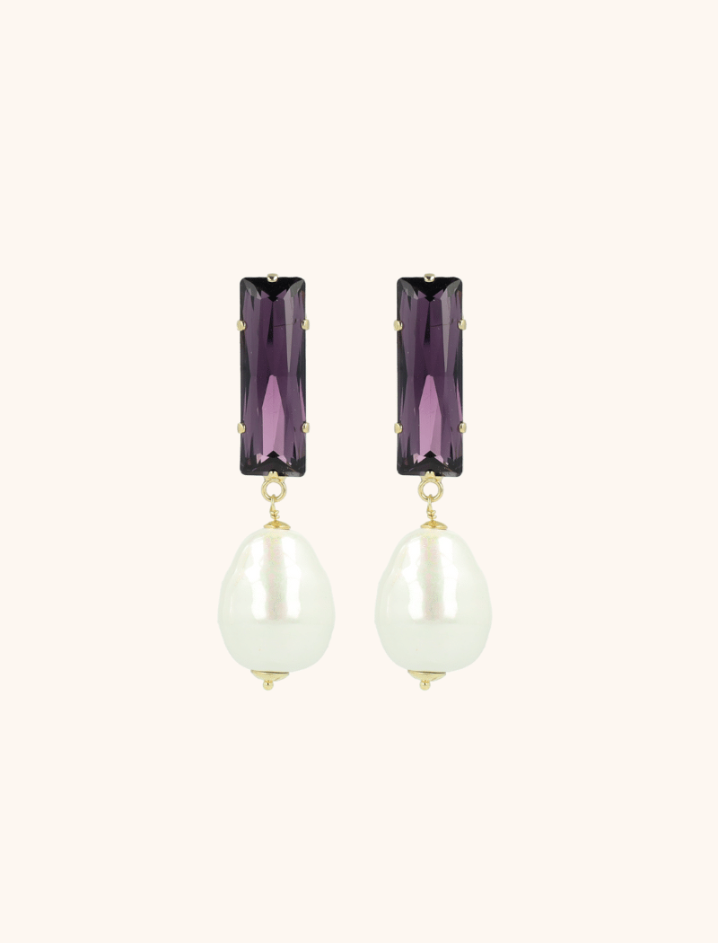 Lilo Earrings Baguette L Purple Pearl