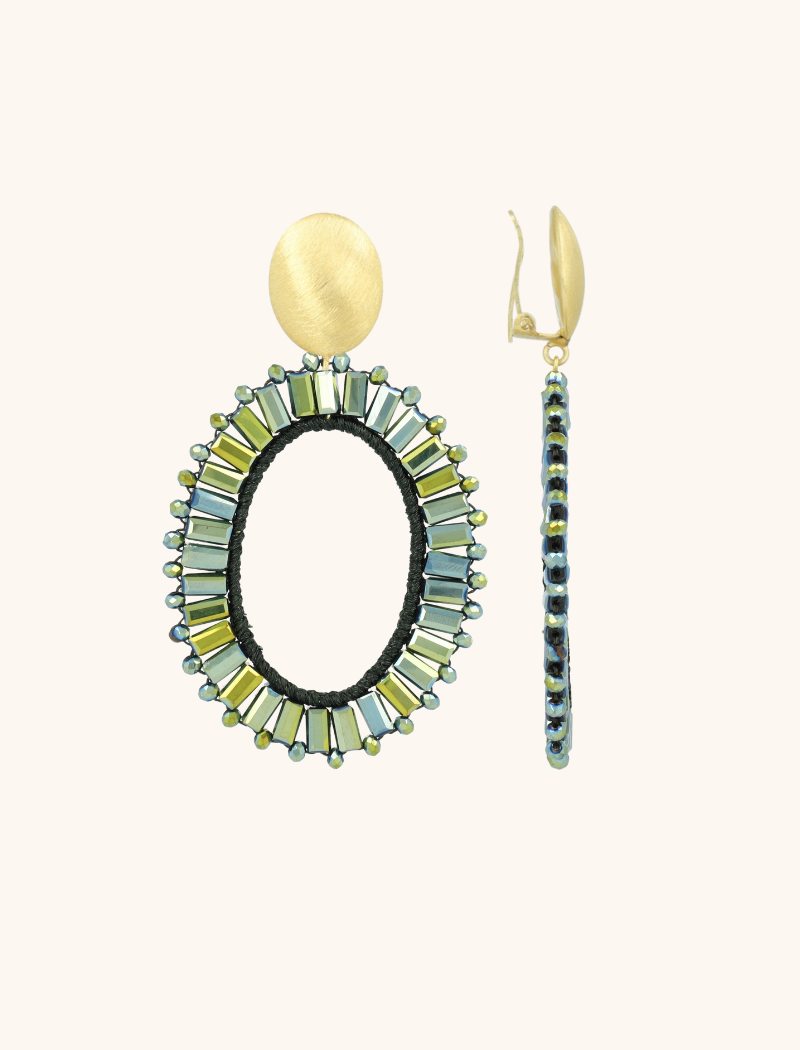Metallic groene oorbellen Naomi ovaal L cliplott-theme.productDescriptionPage.SEO.byTheBrand