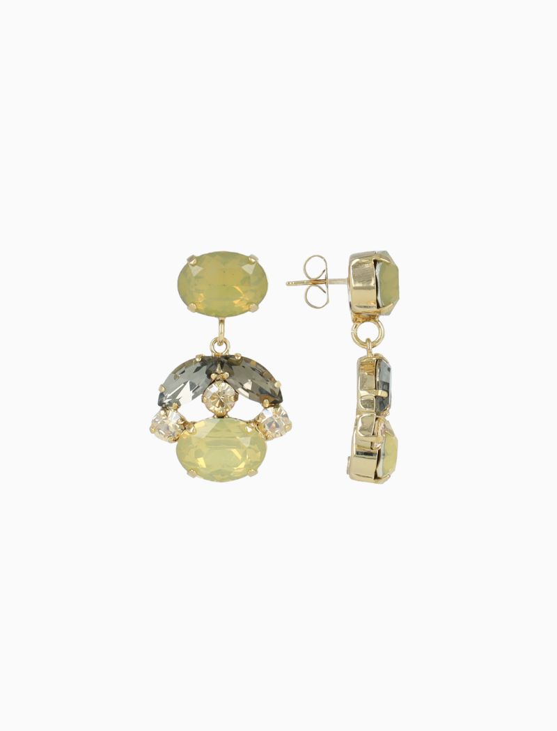 Green Earrings Claire Oval Single Ring