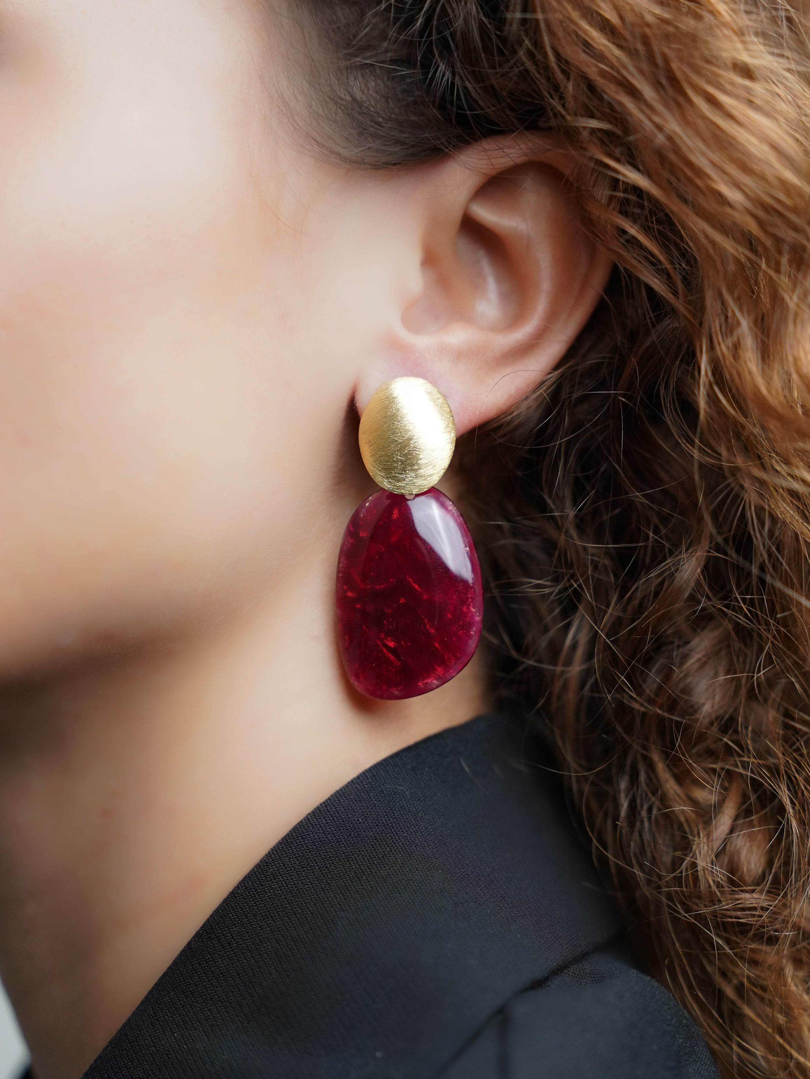 Bordeaux Earrings Little Sara Assymetric Oval S