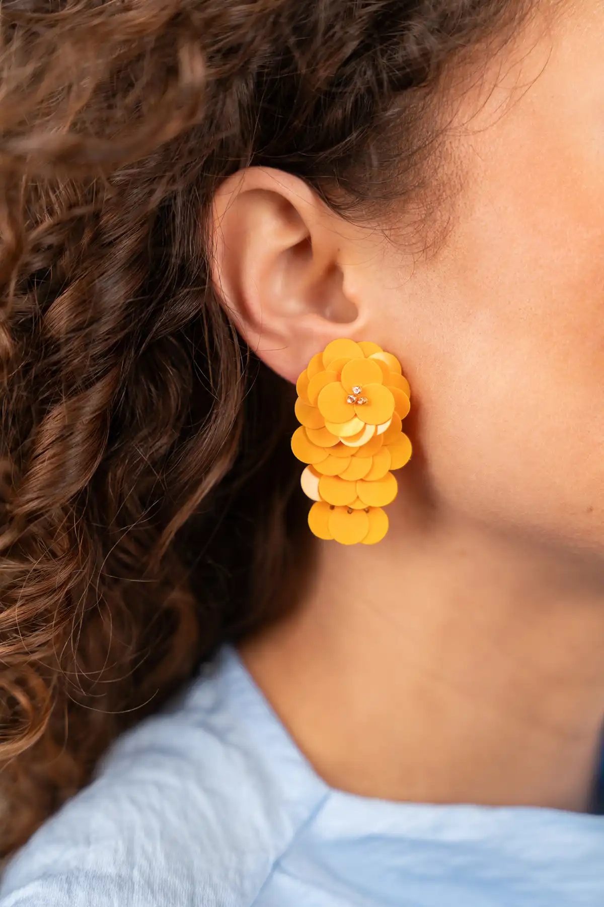 Orange Earrings Linde Sequin Flower Waterfall Mlott-theme.productDescriptionPage.SEO.byTheBrand