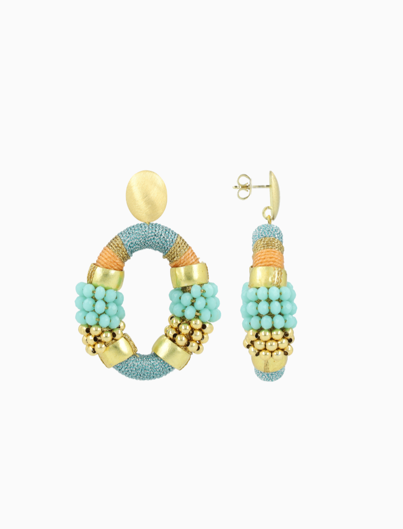 Blauwe Oorbellen Caroline Premium Combi Oval M