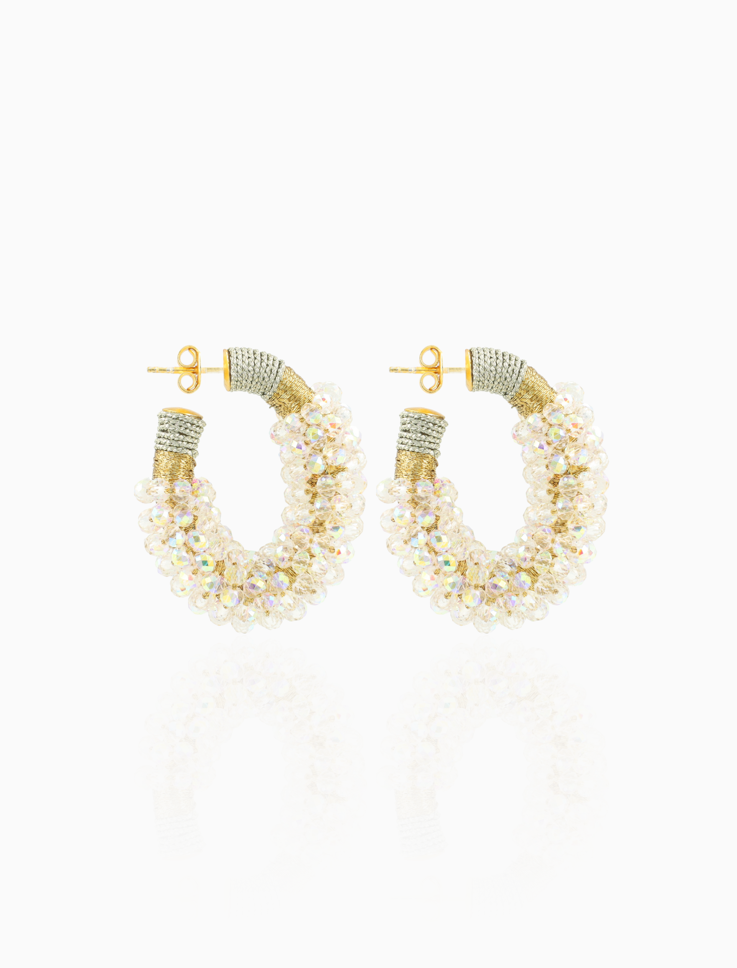Golden Colored Holo Earrings Luna Creole Combi Oval M