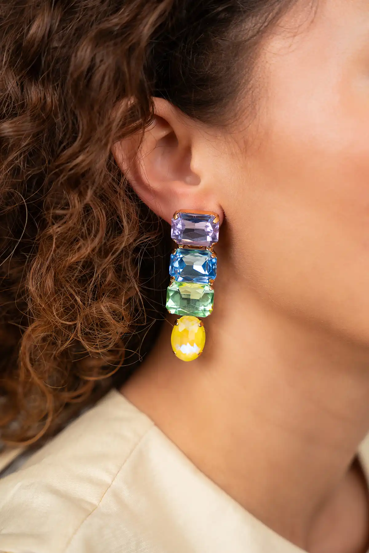 Multi Mix Oorbellen Aukje Triple Rectangle Ovallott-theme.productDescriptionPage.SEO.byTheBrand