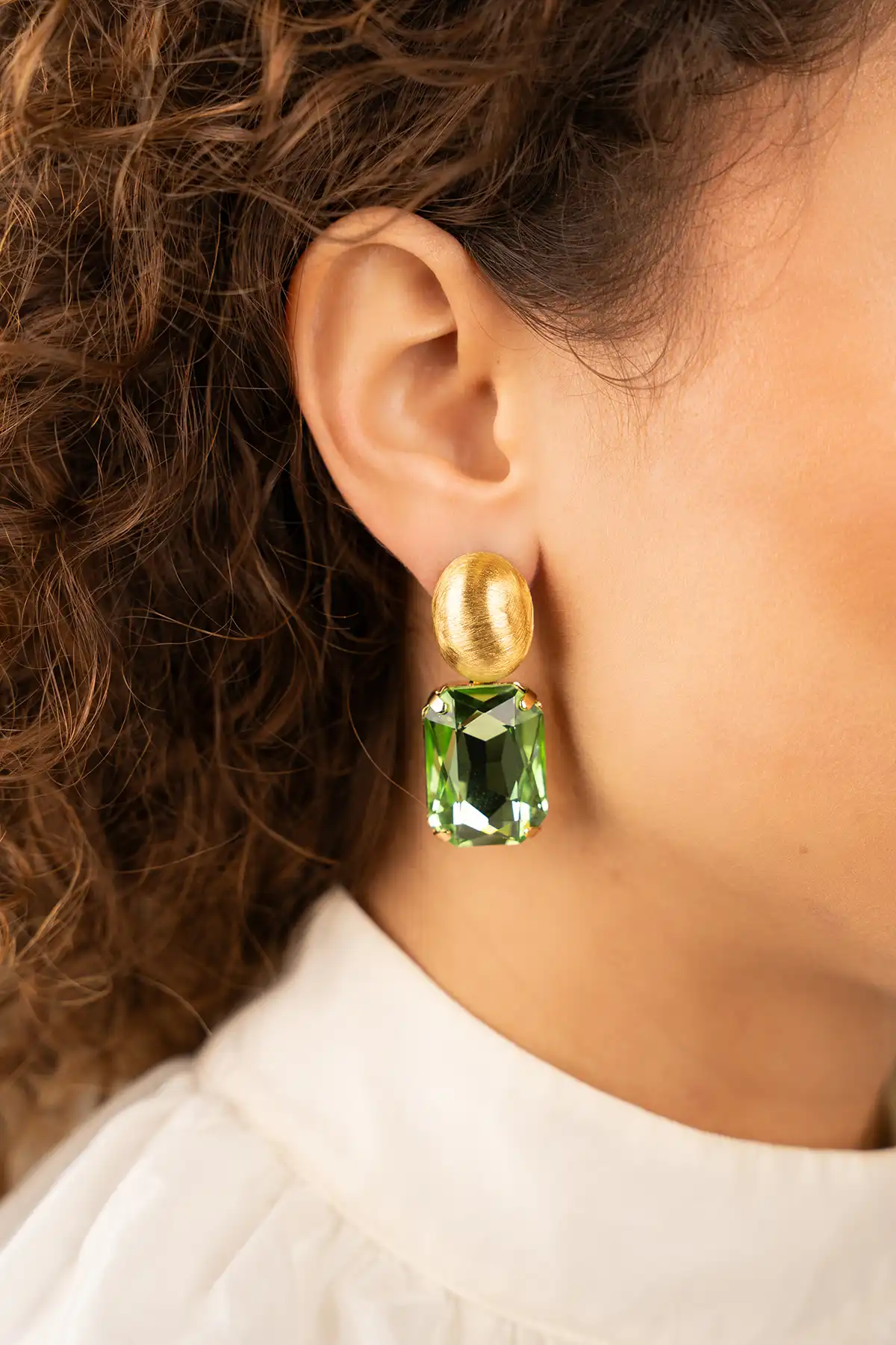Groene oorbellen strass rechthoek Llott-theme.productDescriptionPage.SEO.byTheBrand