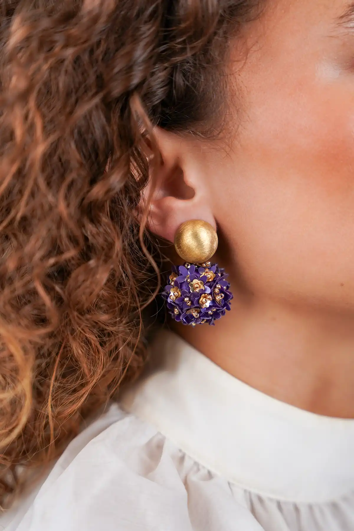 Purple Flower Sequin Earrings Daisy Globe Mlott-theme.productDescriptionPage.SEO.byTheBrand