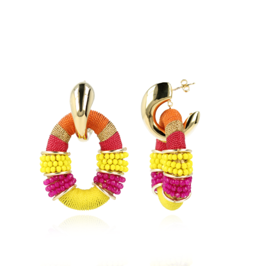 Yellow Earrings Elle Glassberry Combi Oval Deluxe L