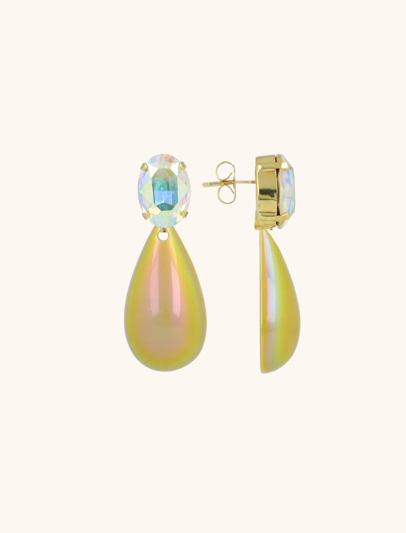 Metallic Mustard Oorbellen Jip Teardrop