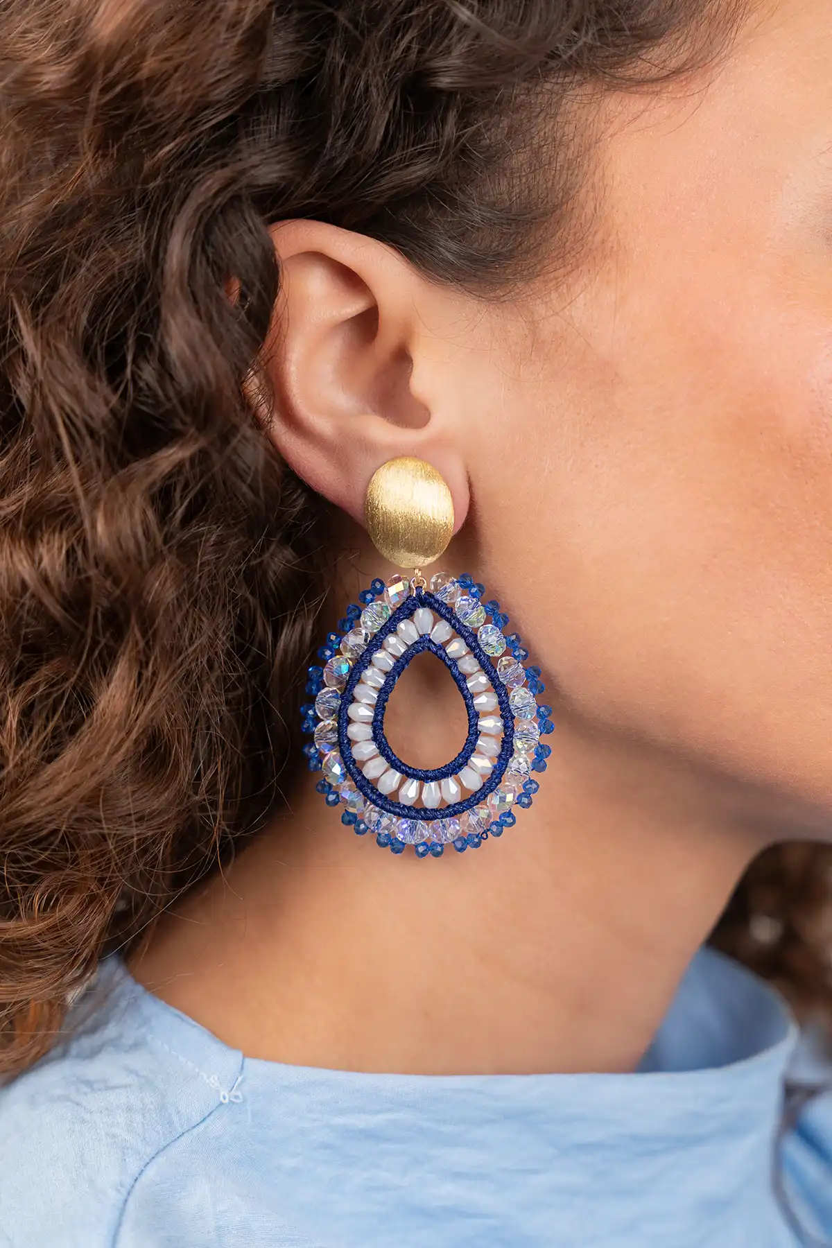 Blauwe Oorbellen Vos Open Drop L Irr. Stones Cliplott-theme.productDescriptionPage.SEO.byTheBrand