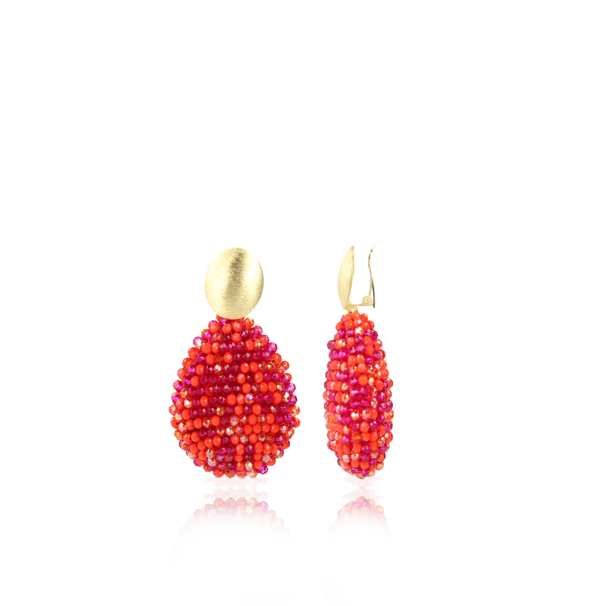Mixed Fuchsia Earrings Loulou Closed Drop L Clip