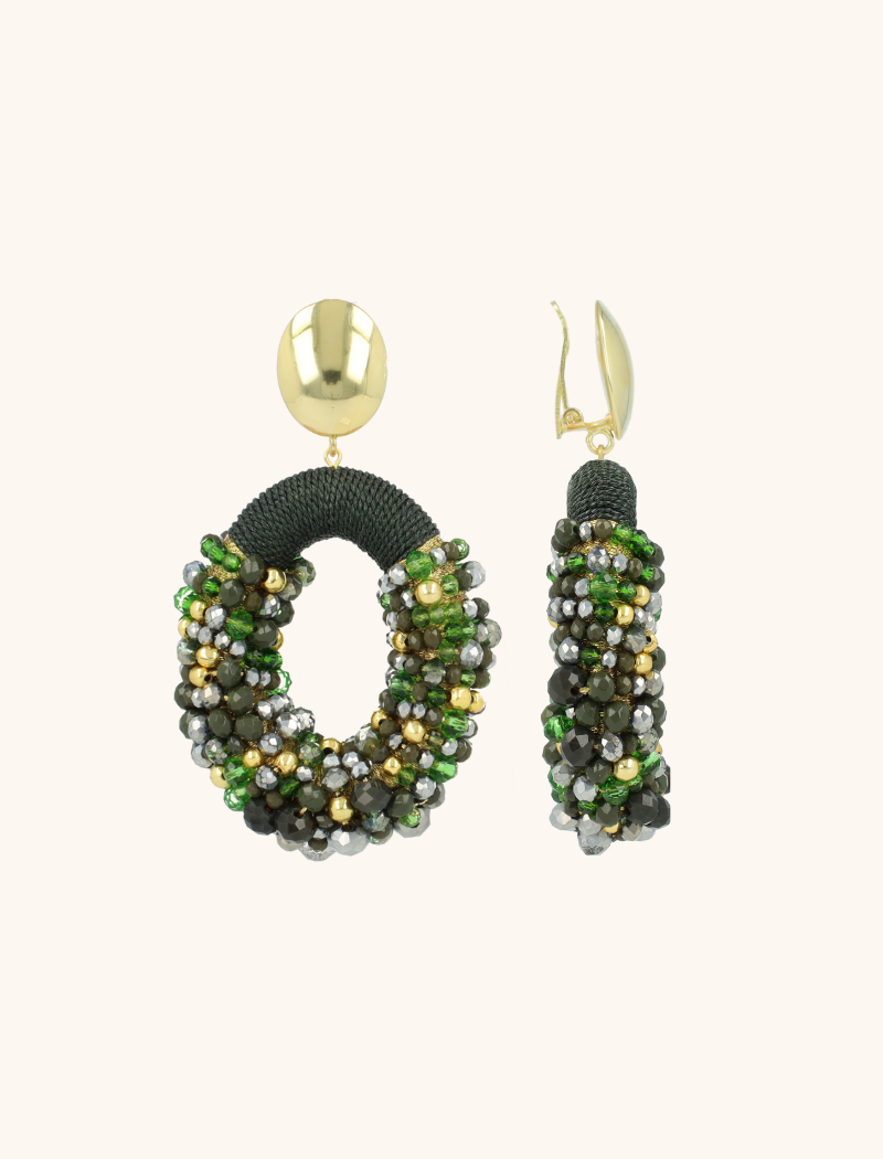 Groene Oorbellen Opheilia Combi Ovaal L