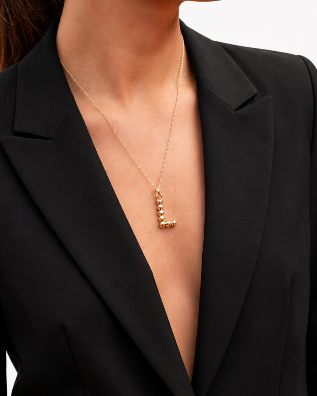 BRASS - Capital Ball Initial Gold necklace