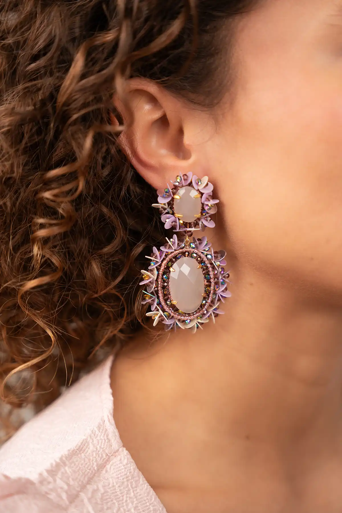 Rosa Mix Ohrringe Lara Pendant Double L  