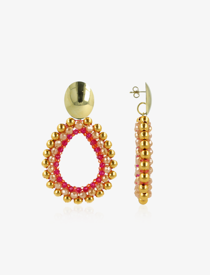 Fuchsia Tangerine Oorbellen Nouk Druppel Deluxe L