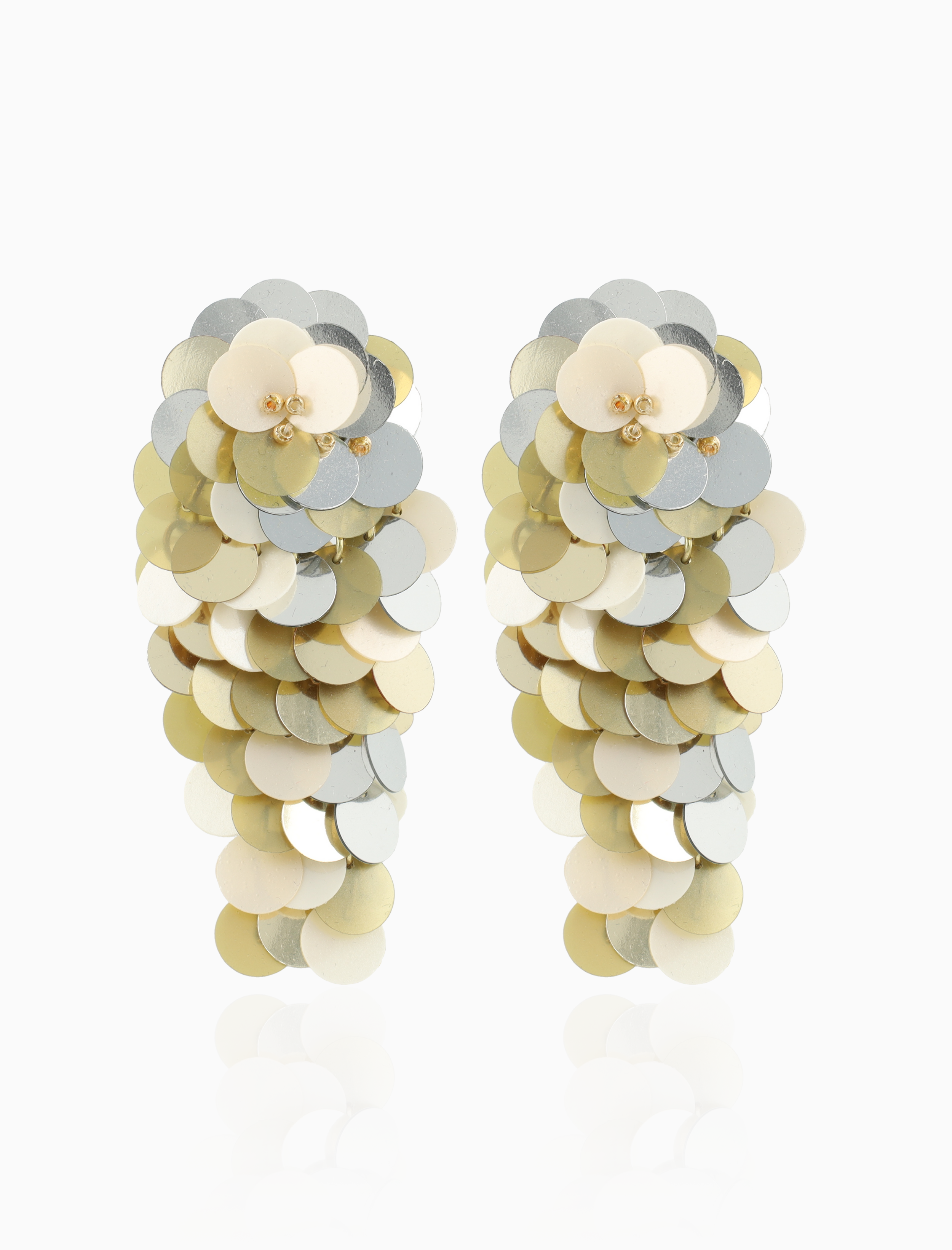 Champagne Silber Goldene Sequin Flower Waterfall Ohrringe L