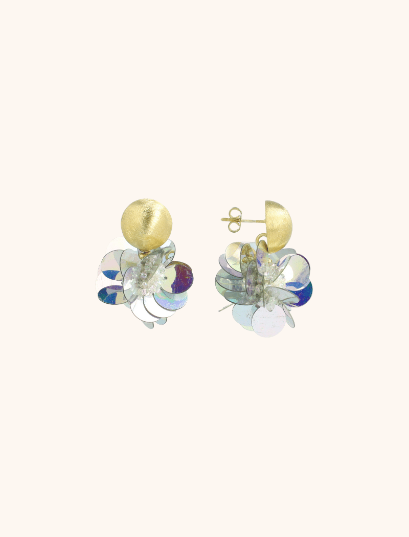 Sequin Earrings Holo Silver Globe S