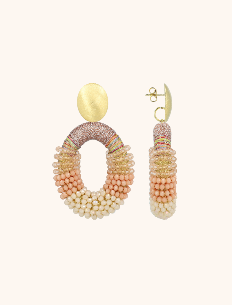 Coral Mix Oorbellen Yara Combi Oval L