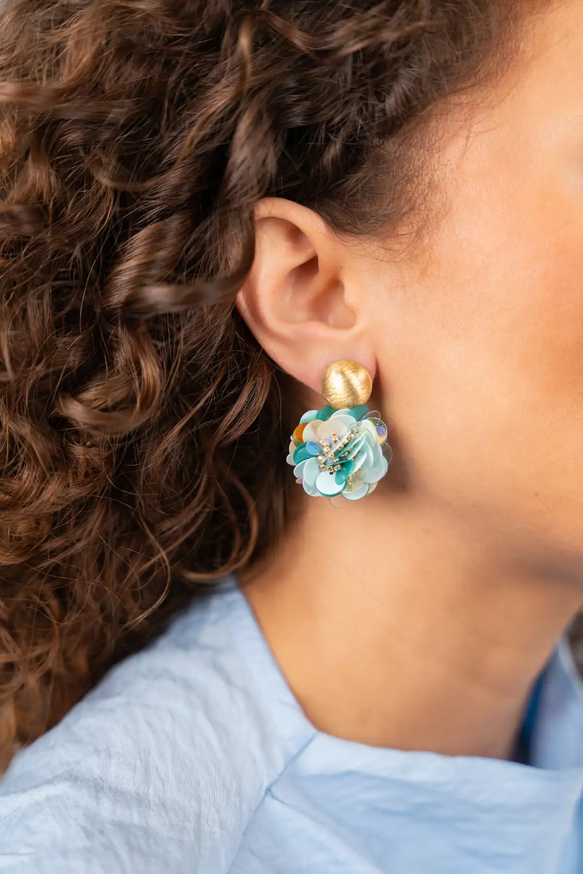 Blauwe Oorbellen Vlinder Sequin Globe S