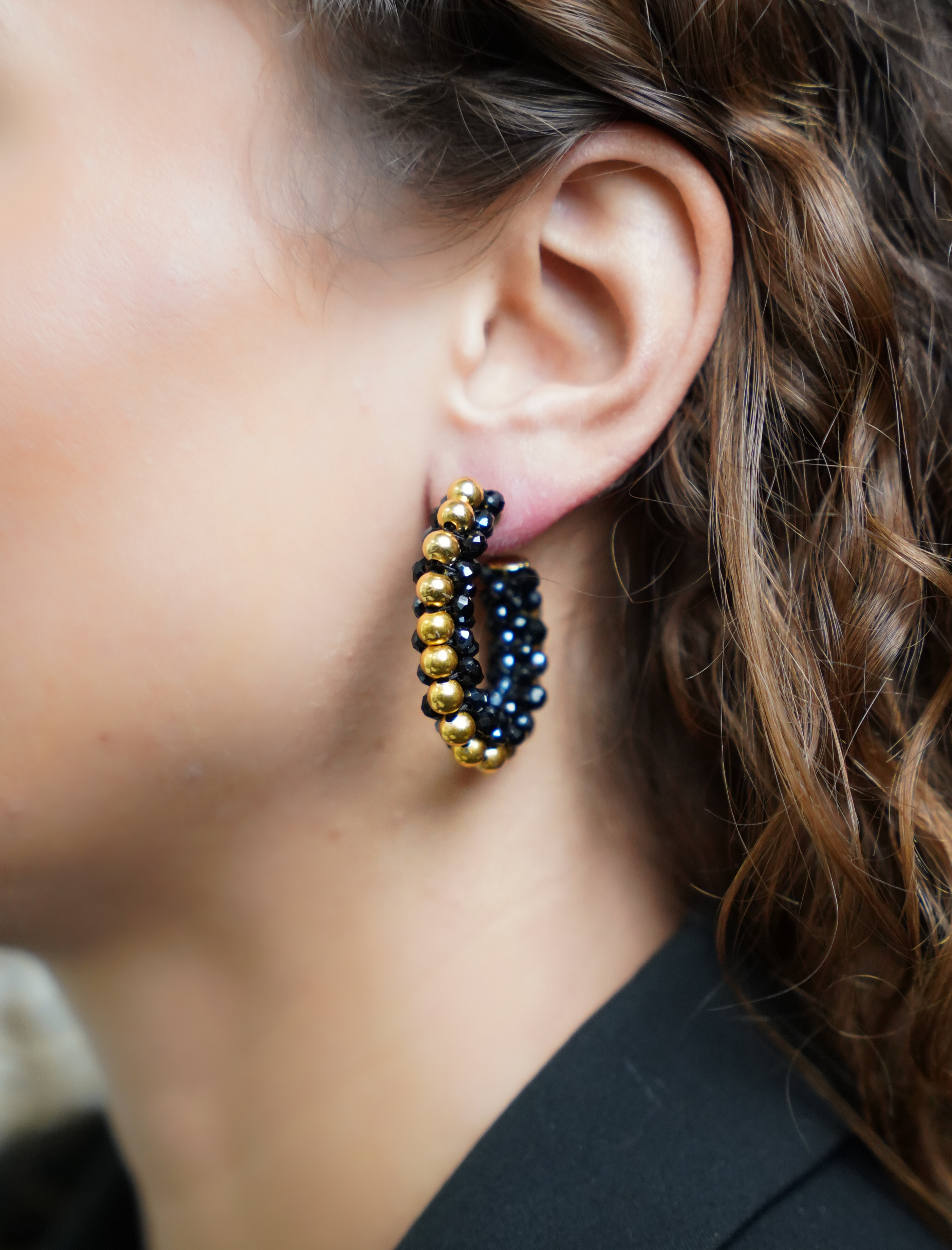 Zwarte Oorbellen Loe Creool Deluxe M