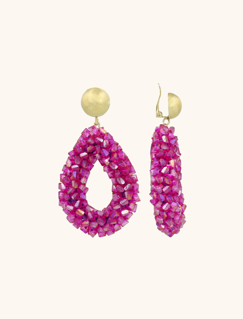 Fuchsia Oorbellen Marieke Drop L Raw Clip