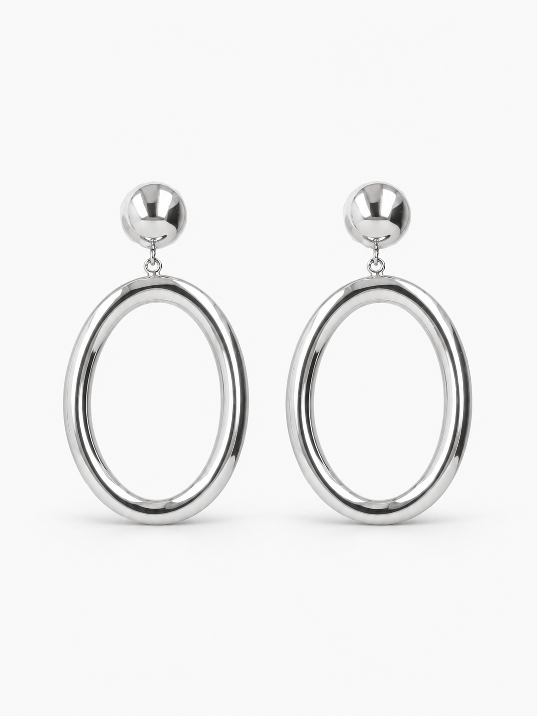 Brass - Silver Hoop Oval Medium