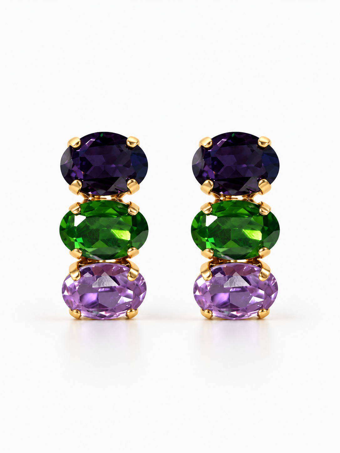 15.A19 - purple/olivine vertical oval three stones small