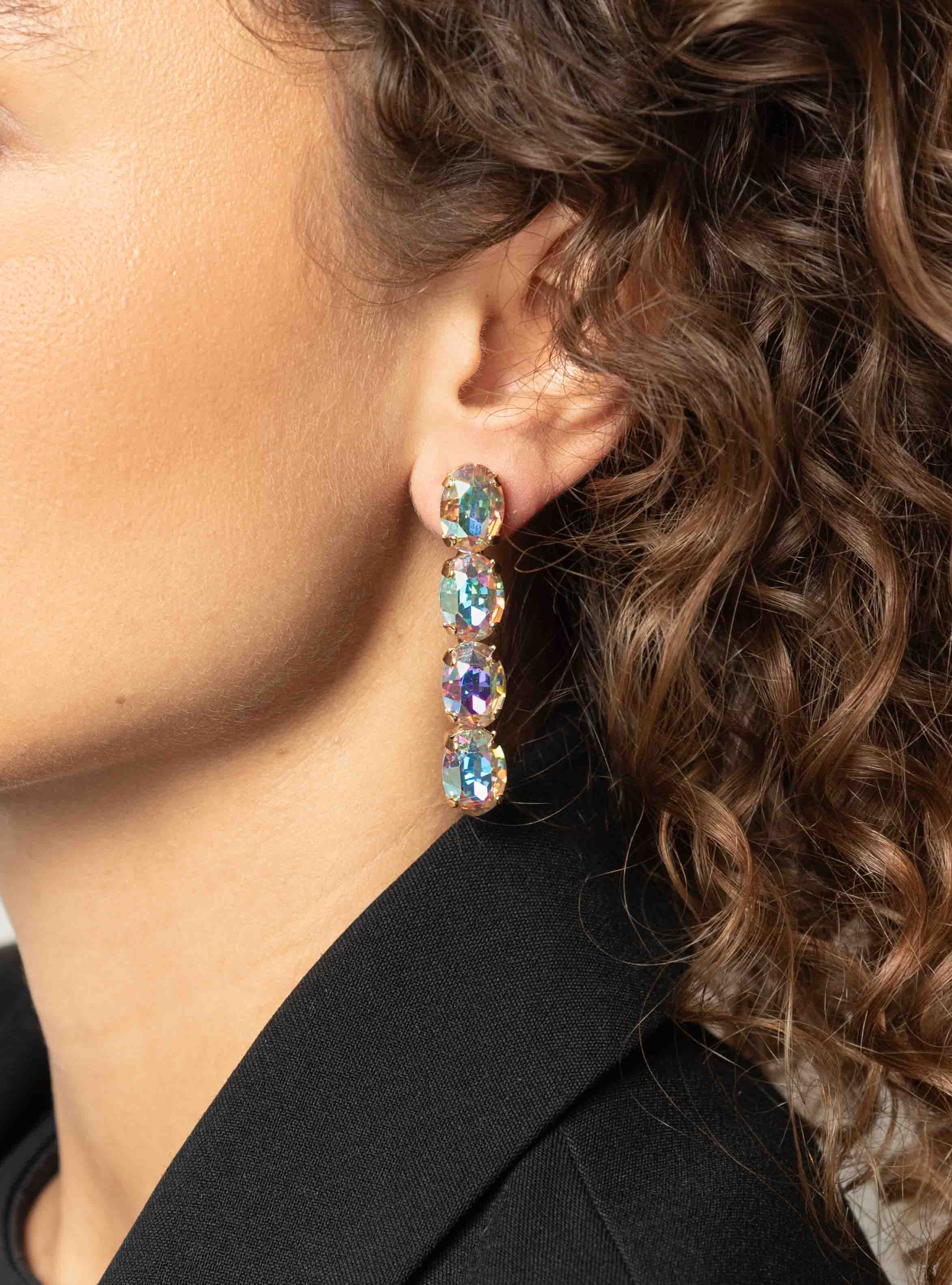 Maudi Earrings Oval Waterfall Four Stones S Holo