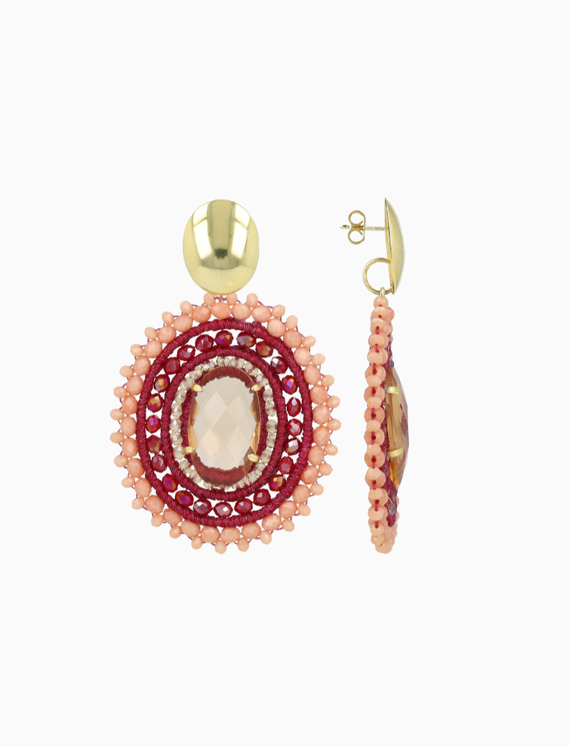 Liver Dust Oorbellen Jamie Filled Oval 3 Ringen met Steen L