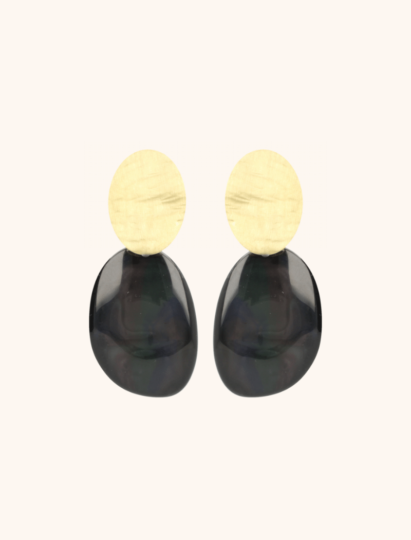 black earrings Aurora Asymmetrische oval Llott-theme.productDescriptionPage.SEO.byTheBrand
