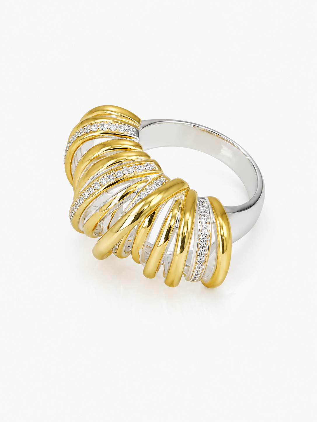 Klassischer Ring Croissant-Steine