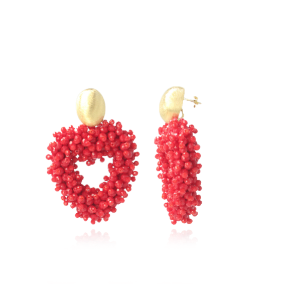 Tonal Red Heart Earrings Valentina