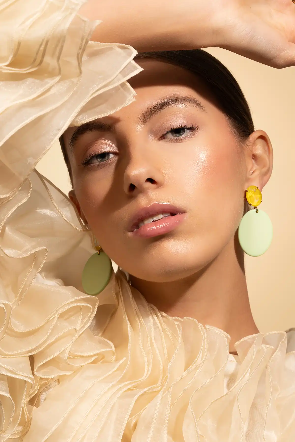 Pastel Green Oorbellen Isabella Oval S