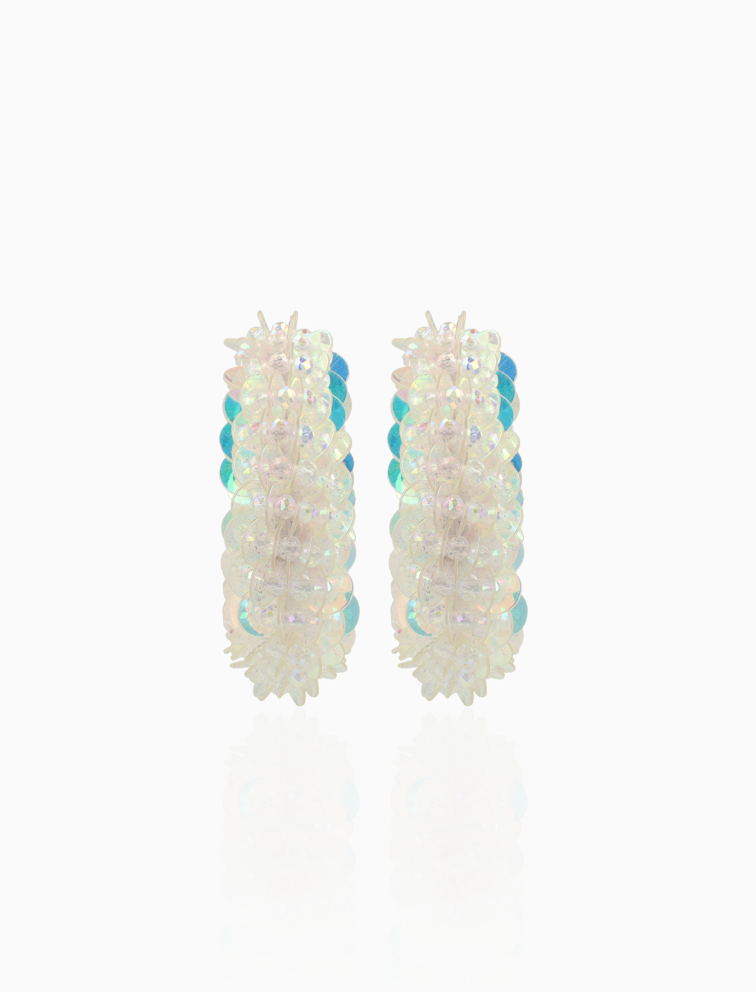 Holographic Earrings Eva Sequin Oval Creole L