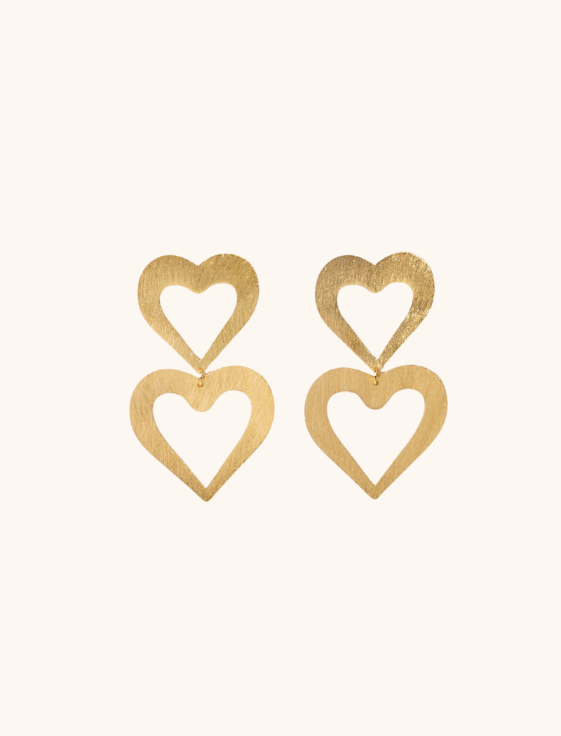 Heart Earrings Classic Open Satin