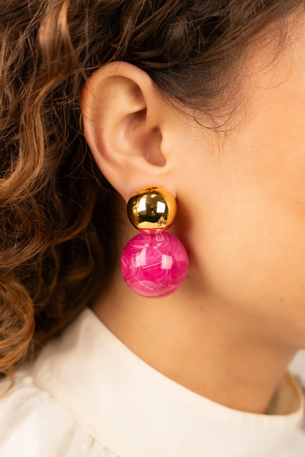 Fuchsia earrings double round