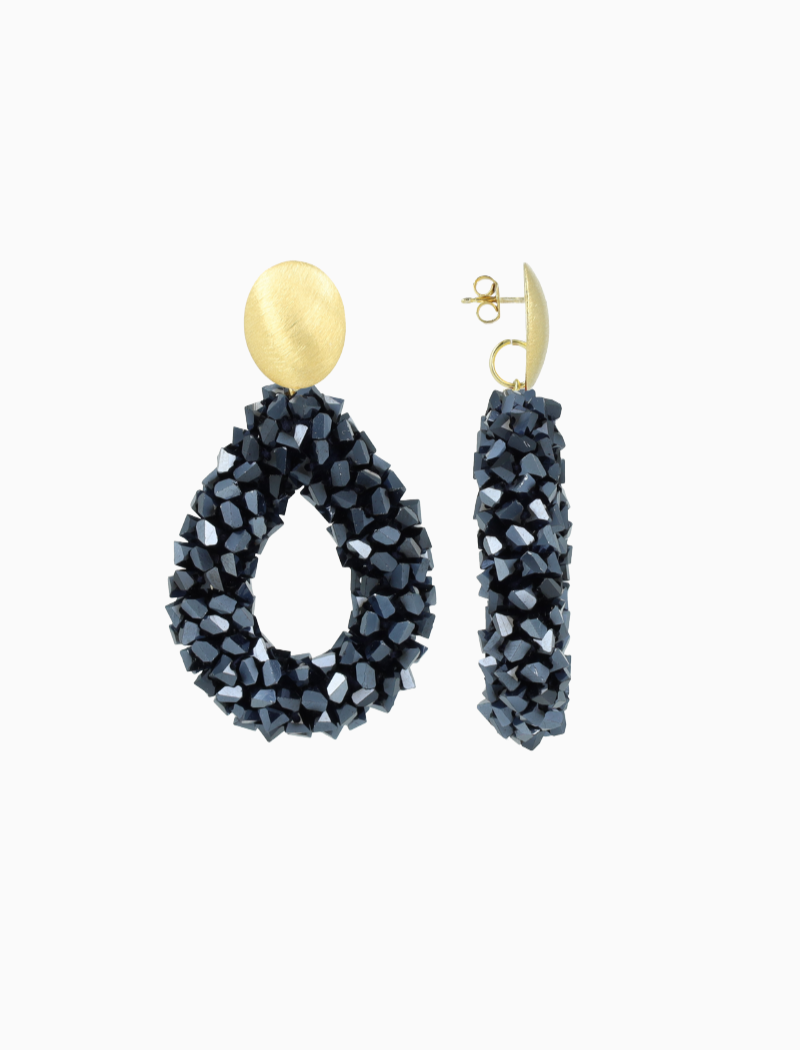 Metallic Blau Ohrringe Marieke Tropfen L Raw