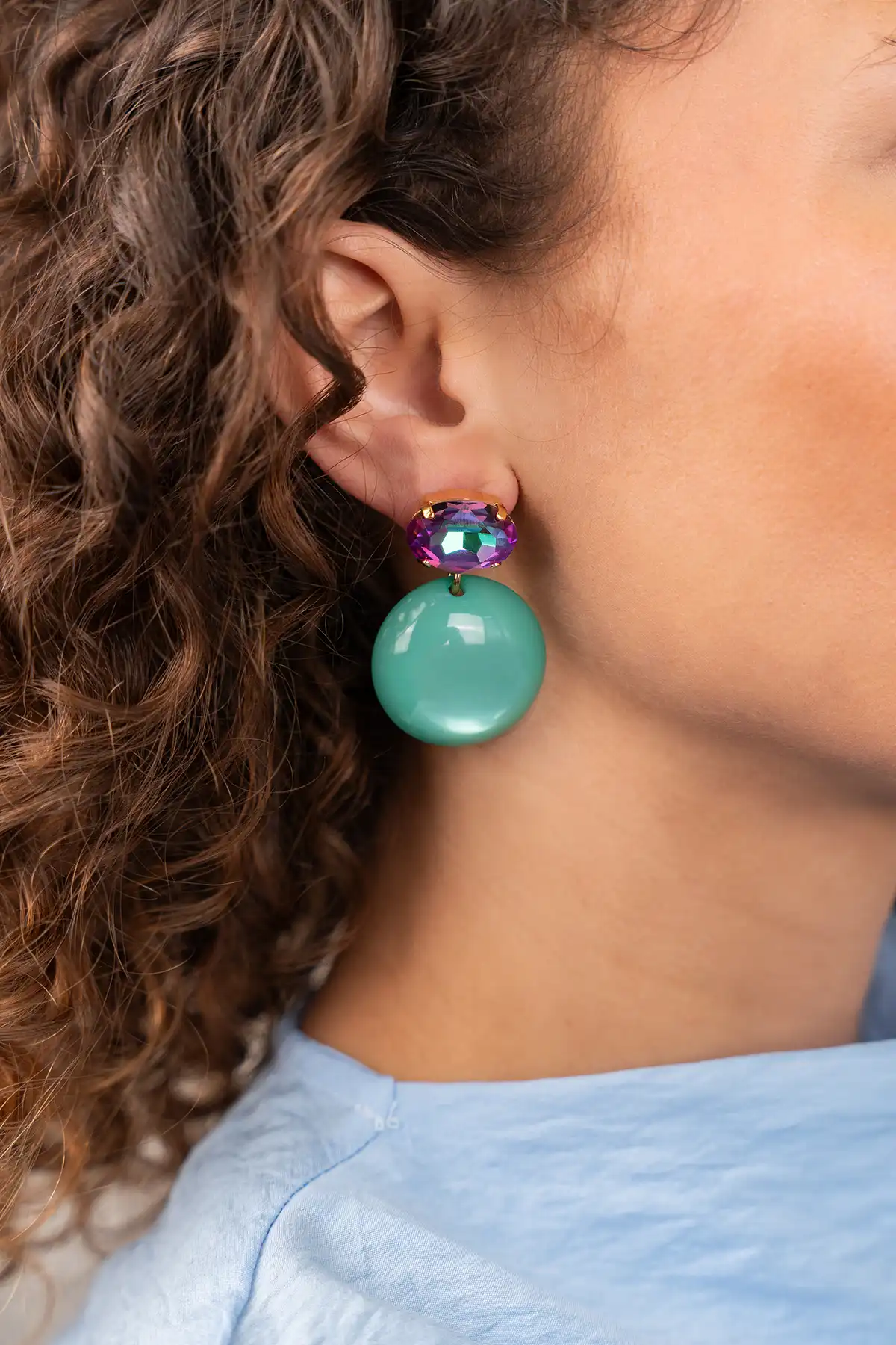 Turquoise Oorbellen Lara Circle Element