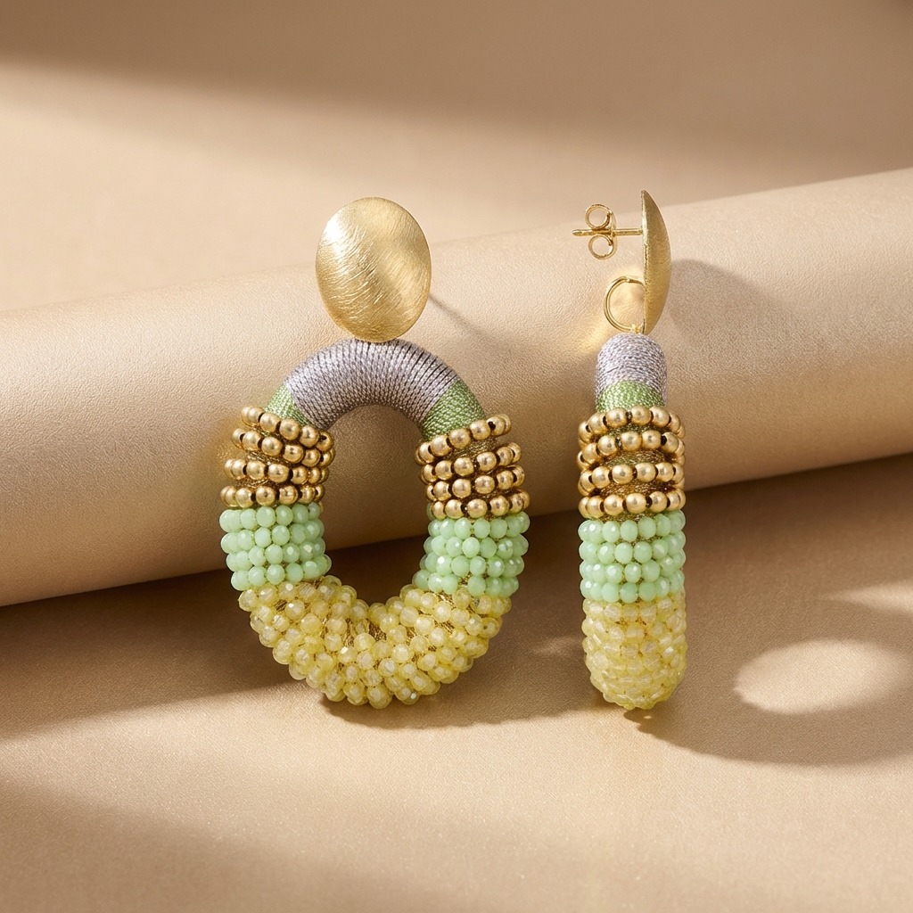 Yellow/Lavender/Mint Oorbellen Yara Combi Oval L