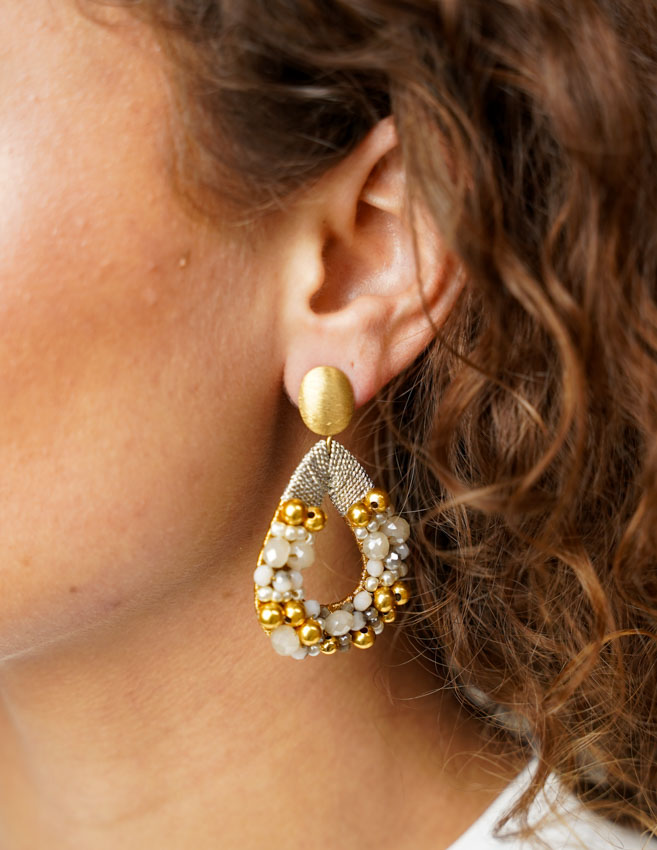 Grey Earrings Claar Combi Drop S